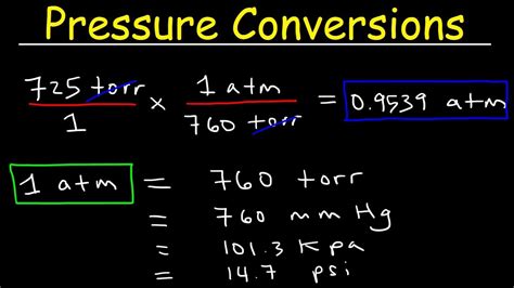 Converting between Units of Pressure: atm., mmHg and kPa.